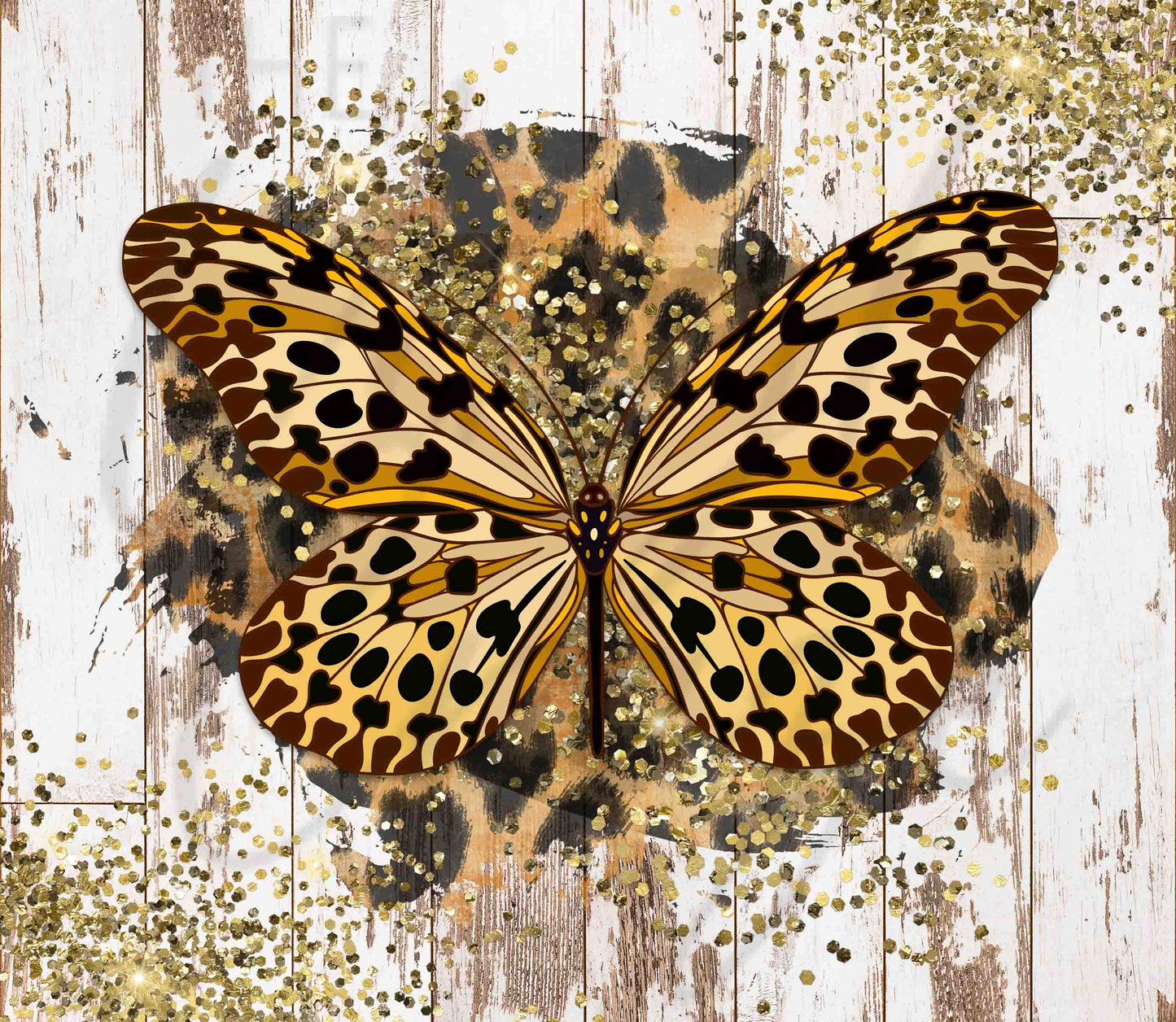 Cougar Butterfly on Wood - Adhesive Vinyl Wrap