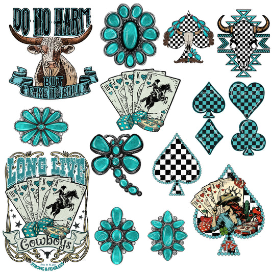 Cowgirl Turquoise UV DTF Decal Sheets-