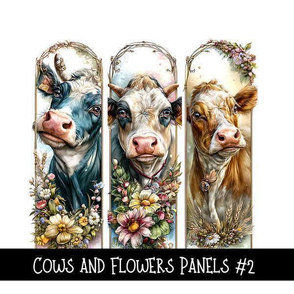Cows and Flowers panels UV DTF Decal sheets 4 Designs to choose from
