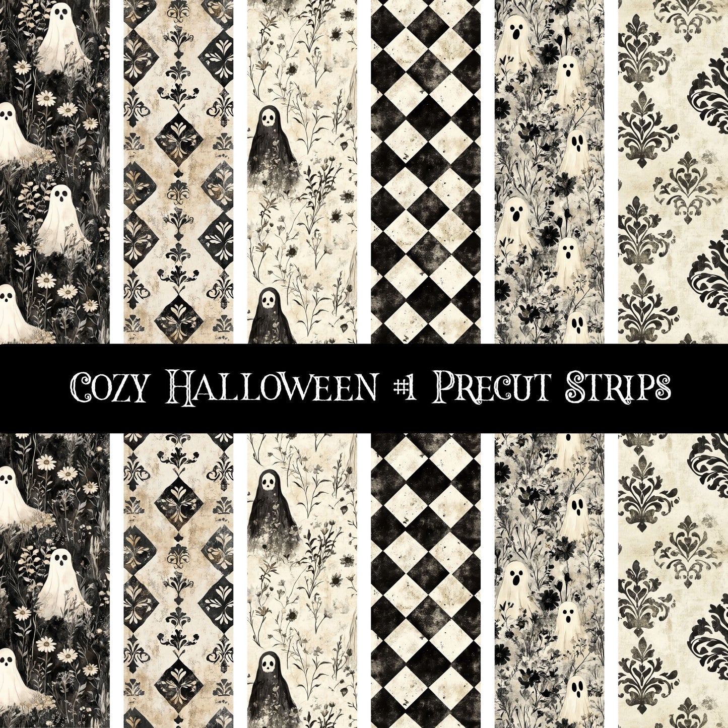 Cozy Halloween precut strips 12x12 vinyl sheet 3 Designs