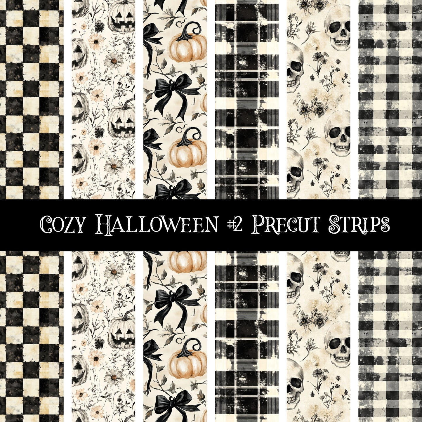 Cozy Halloween precut strips 12x12 vinyl sheet 3 Designs