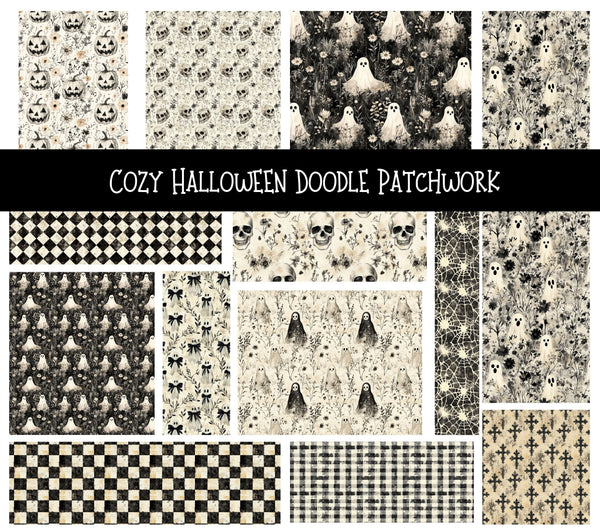 Cozy Halloween Doodle Patchwork Set