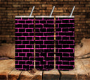 Pink Brick UV DTF tumbler wraps