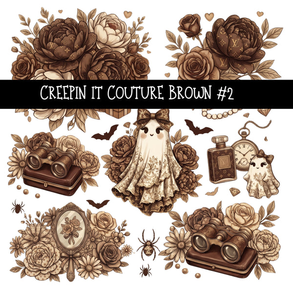 Creepin it Couture Brown UV DTF Decal sheets 9 Designs available