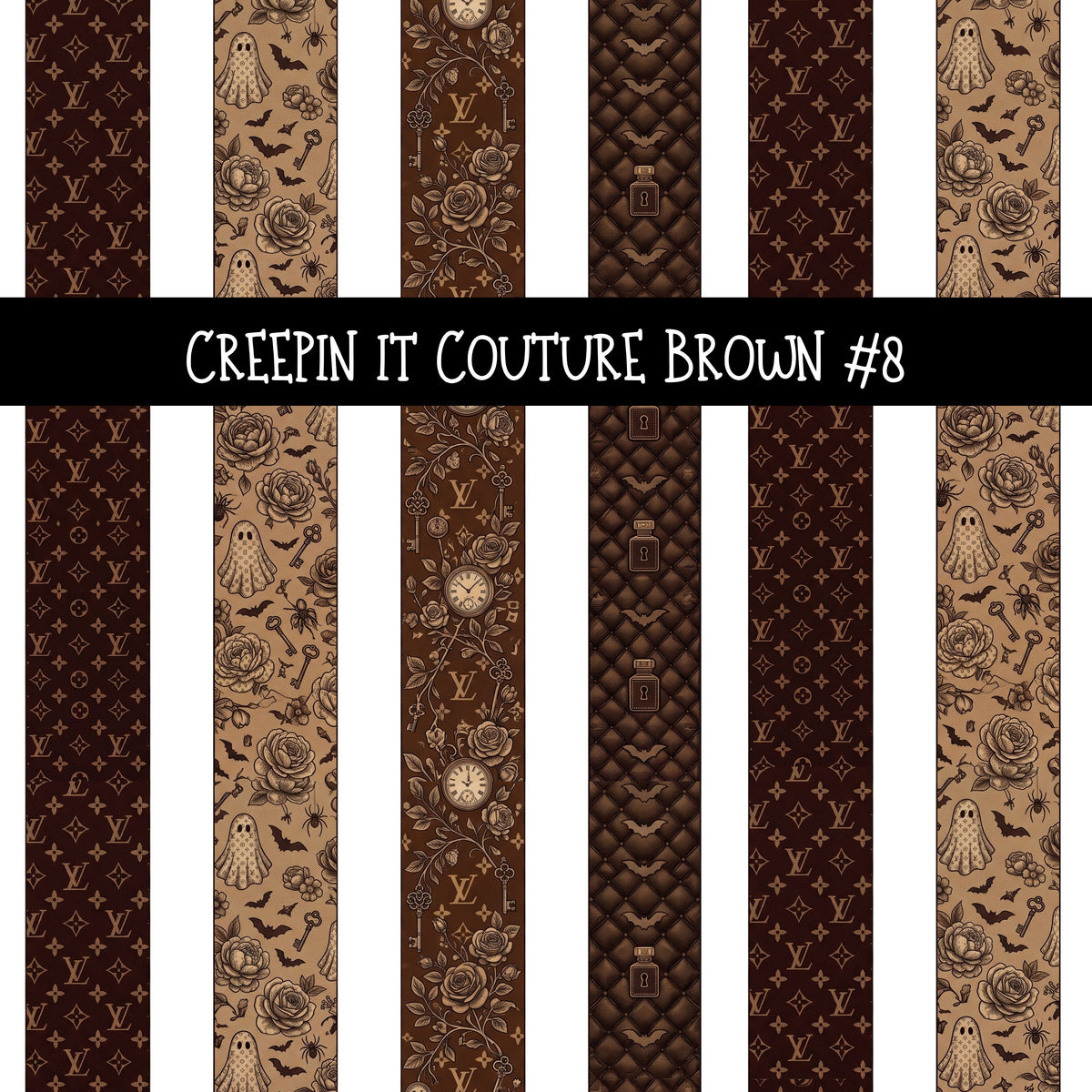 Creepin it Couture Brown UV DTF Decal sheets 9 Designs available