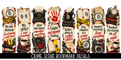 Crime Scene Bookmark UV DTF Decal sheet- 8 Designs