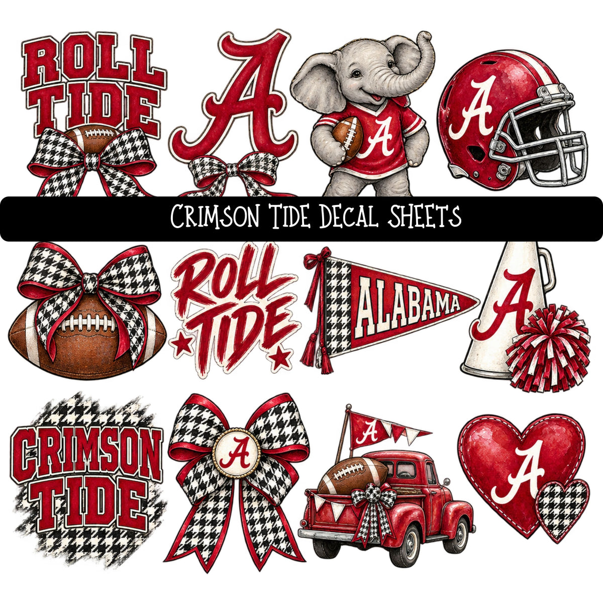 Crimson Tide UV DTF Decal sheets