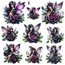 Purple Roses and Fairies - UV DTF Decal sheet