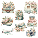 Vintage Floral Travel Decals - UV DTF Decal sheet