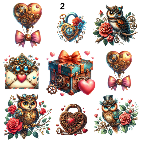 Valentines Day Steampunk - UV DTF Decal sheets