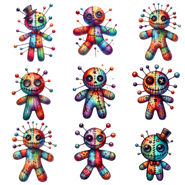 Rainbow Voodoo Dolls - UV DTF Decal sheets