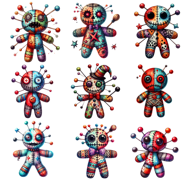 Rainbow Voodoo Dolls - UV DTF Decal sheets