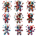 Rainbow Voodoo Dolls - UV DTF Decal sheets