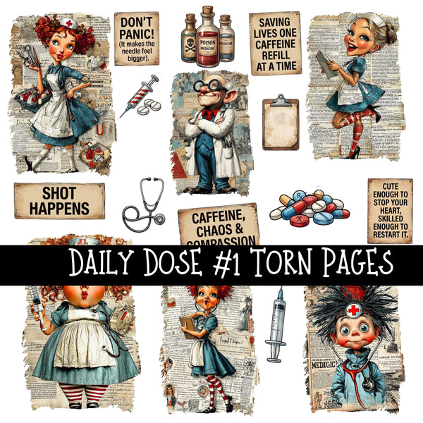 Daily Dose Torn Pages UV DTF Decal sheets 2 Designs available