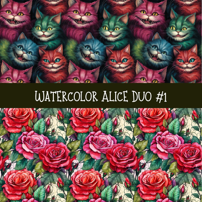 Watercolor Alice precut vinyl sheet- 2 coordinating patterns on one sheet (3 Variants)