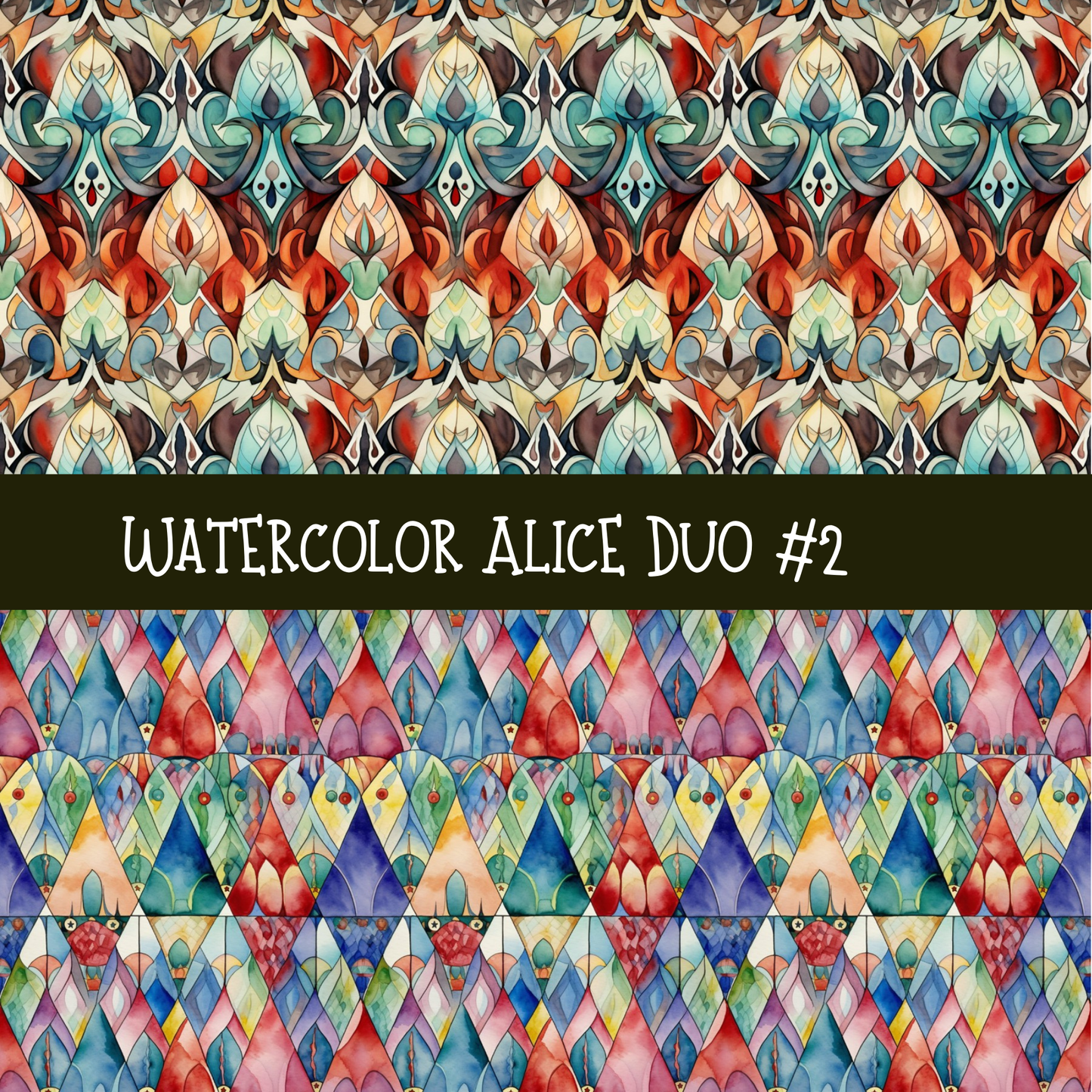 Watercolor Alice precut vinyl sheet- 2 coordinating patterns on one sheet (3 Variants)