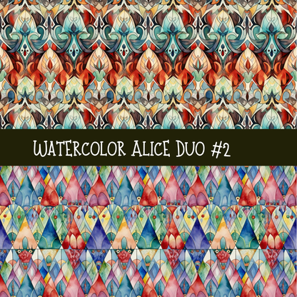 Watercolor Alice precut vinyl sheet- 2 coordinating patterns on one sheet (3 Variants)