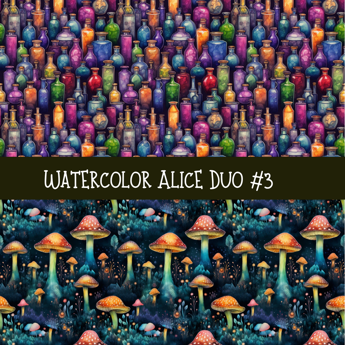 Watercolor Alice precut vinyl sheet- 2 coordinating patterns on one sheet (3 Variants)
