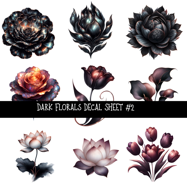 Dark Florals- UV DTF Decal sheets