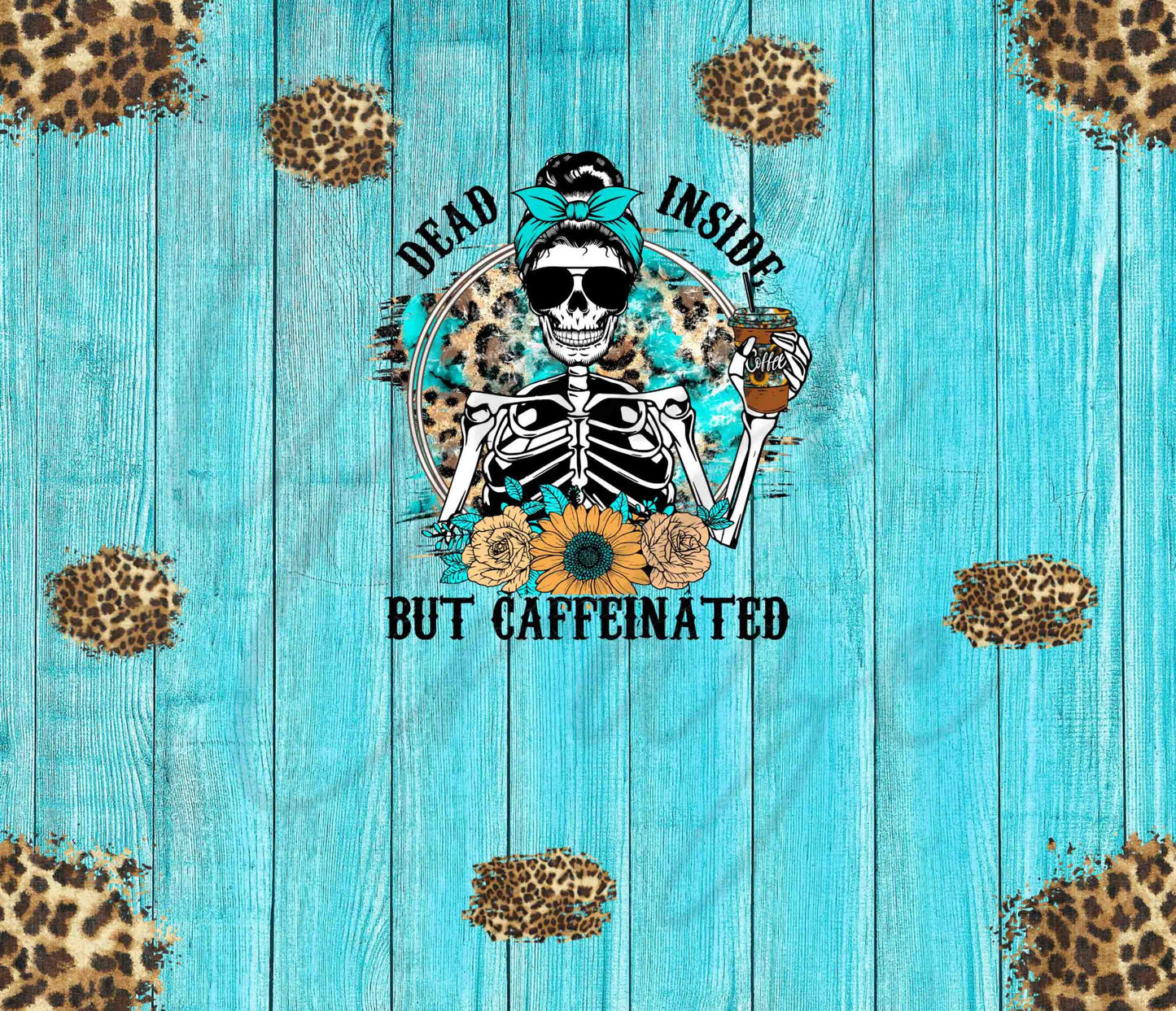 Dead Inside But Caffeinated Wood Background - Adhesive Vinyl Wrap