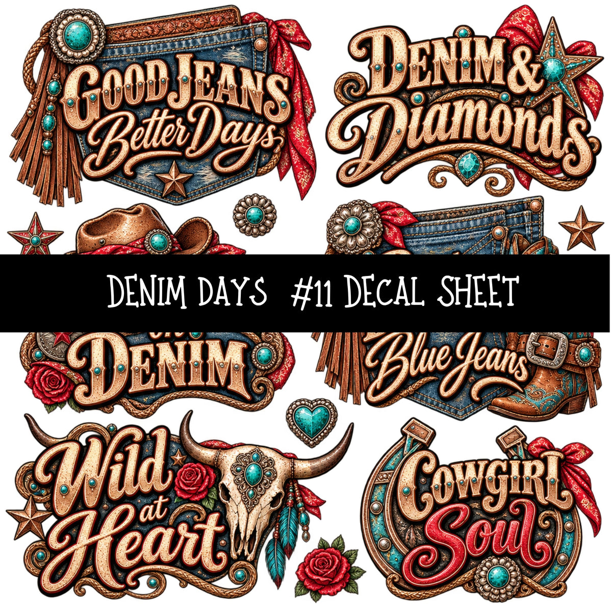 Denim Days UV DTF Decal sheets 15 Designs available