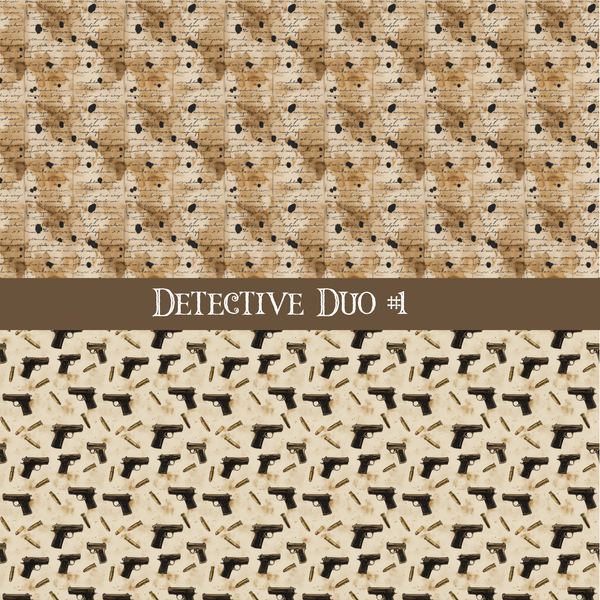 Detective Duo precut vinyl sheet- 2 coordinating patterns on one sheet (4 Variants)