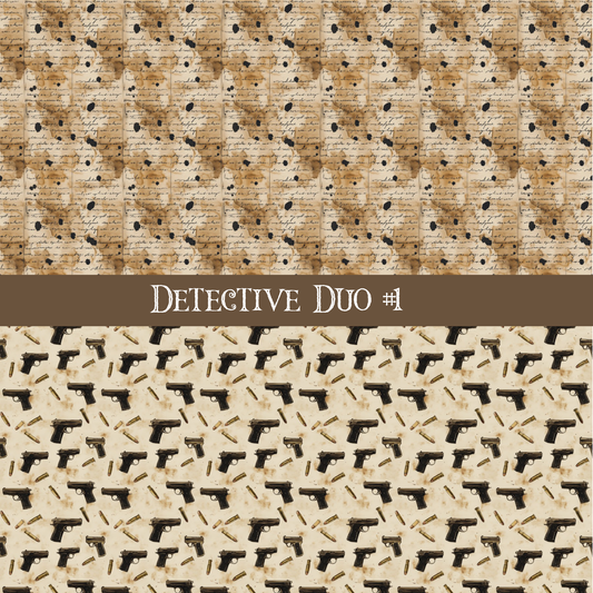 Detective Duo precut vinyl sheet- 2 coordinating patterns on one sheet (4 Variants)