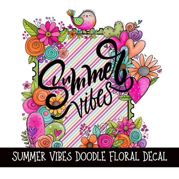 Summer Vibes Doodle Flower Decal  UV DTF Decal