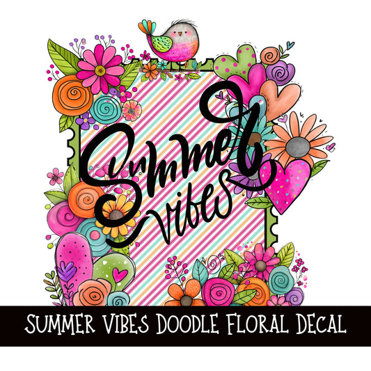 Summer Vibes Doodle Flower Decal  UV DTF Decal