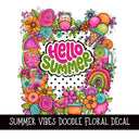 Hello Summer Doodle Flower Decal  UV DTF Decal