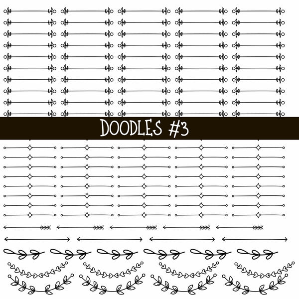Doodles Collection UV Decal sheets 12 designs 2 colors