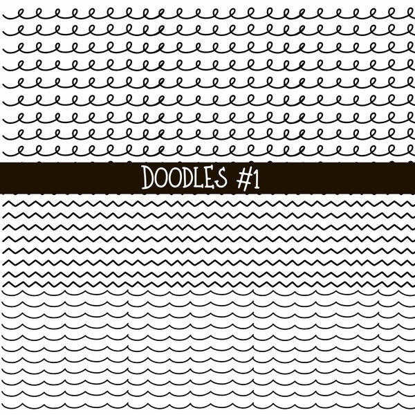 Doodles Collection UV Decal sheets 12 designs 2 colors
