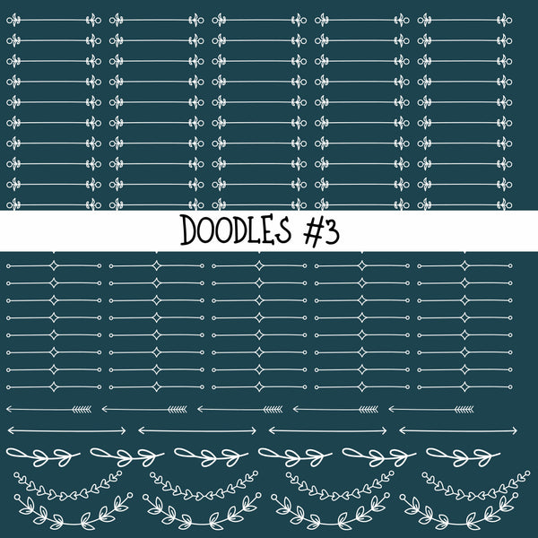 Doodles Collection UV Decal sheets 12 designs 2 colors