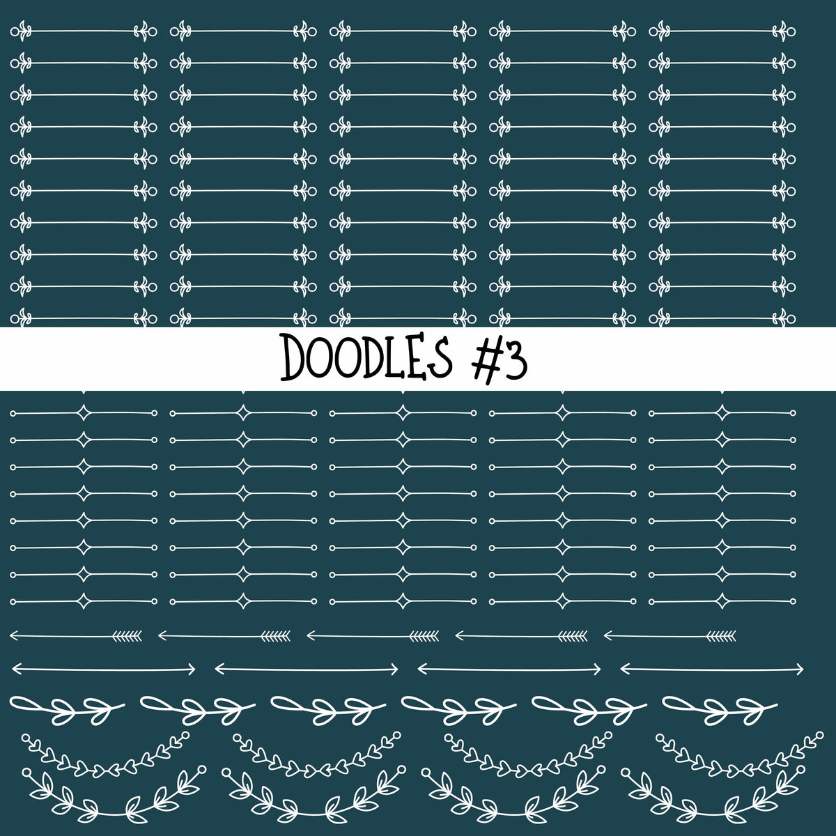 Doodles Collection UV Decal sheets 12 designs 2 colors