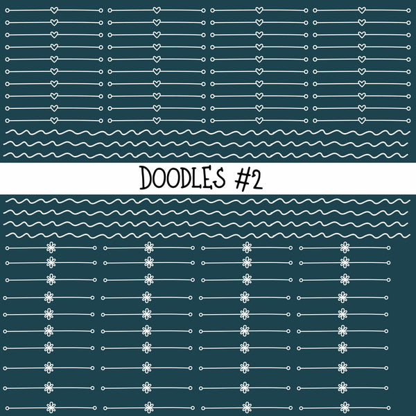 Doodles Collection UV Decal sheets 12 designs 2 colors