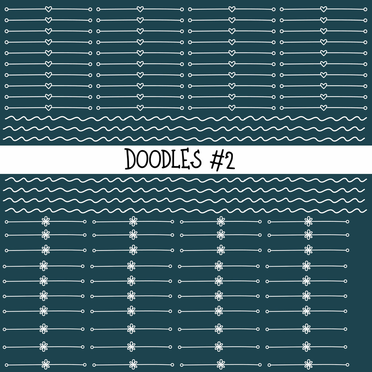 Doodles Collection UV Decal sheets 12 designs 2 colors