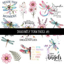 Dragonfly Torn Pages UV DTF Decal sheets 2 Designs available
