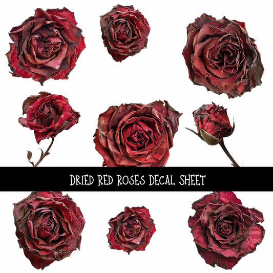 Dried Red Roses UV DTF Decal sheets