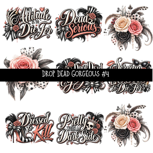 Drop Dead Gorgeous UV DTF Decal sheets 5 designs available