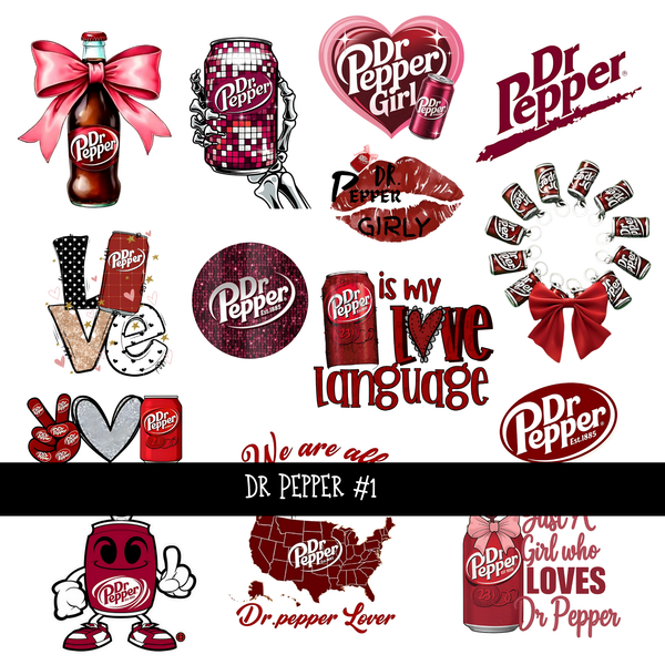 Dr Pepper UV DTF Decal sheets