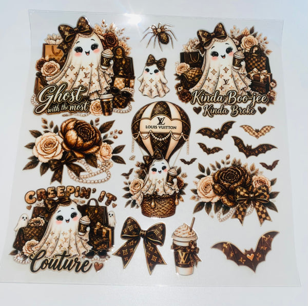 #164 Creepin it Couture Brown Double sided Decal Sheet  ( 3 varrients )