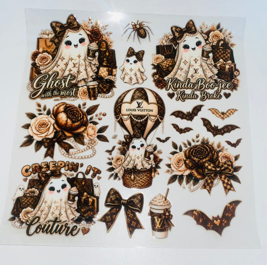#164 Creepin it Couture Brown Double sided Decal Sheet  ( 3 varrients )