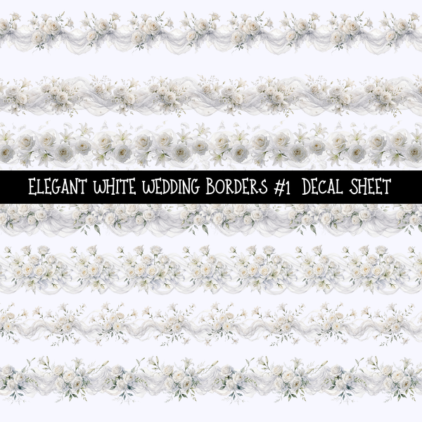 Elegant White Wedding Borders- Uv Dtf Decal Sheet