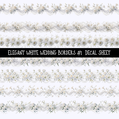 Elegant White Wedding Borders- Uv Dtf Decal Sheet