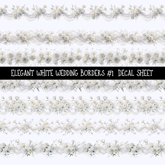 Elegant White Wedding Borders- Uv Dtf Decal Sheet