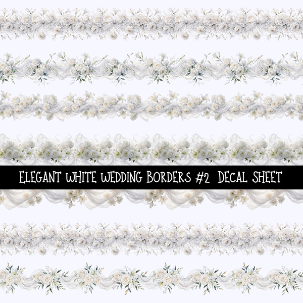 Elegant White Wedding Borders- Uv Dtf Decal Sheet