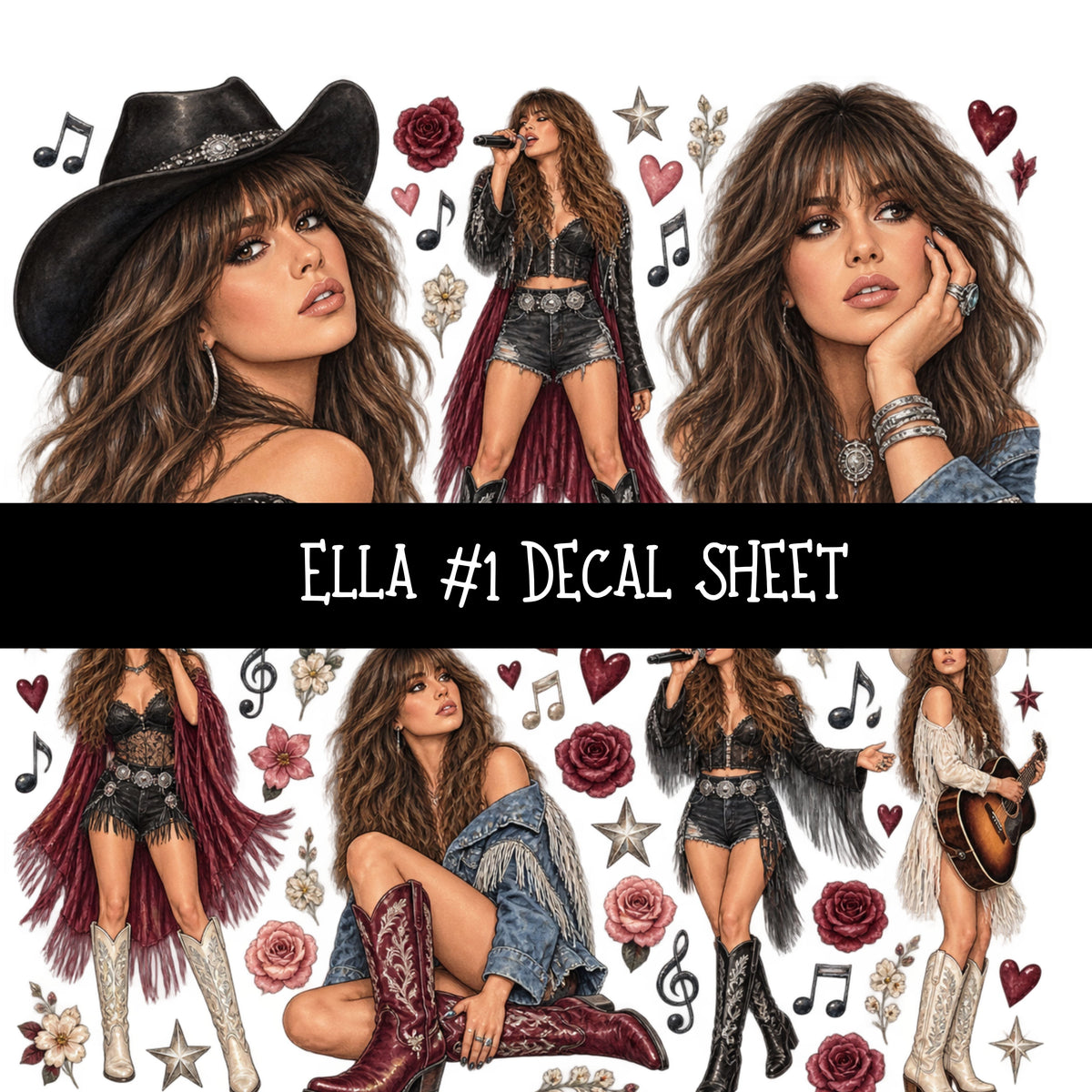 Ella UV DTF Decal sheets 12 Designs available