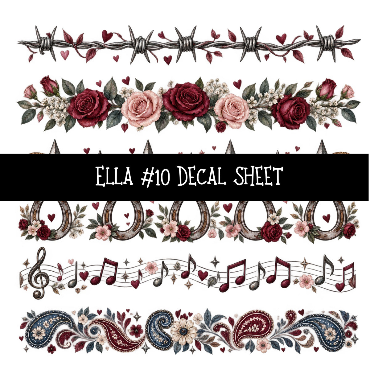 Ella UV DTF Decal sheets 12 Designs available