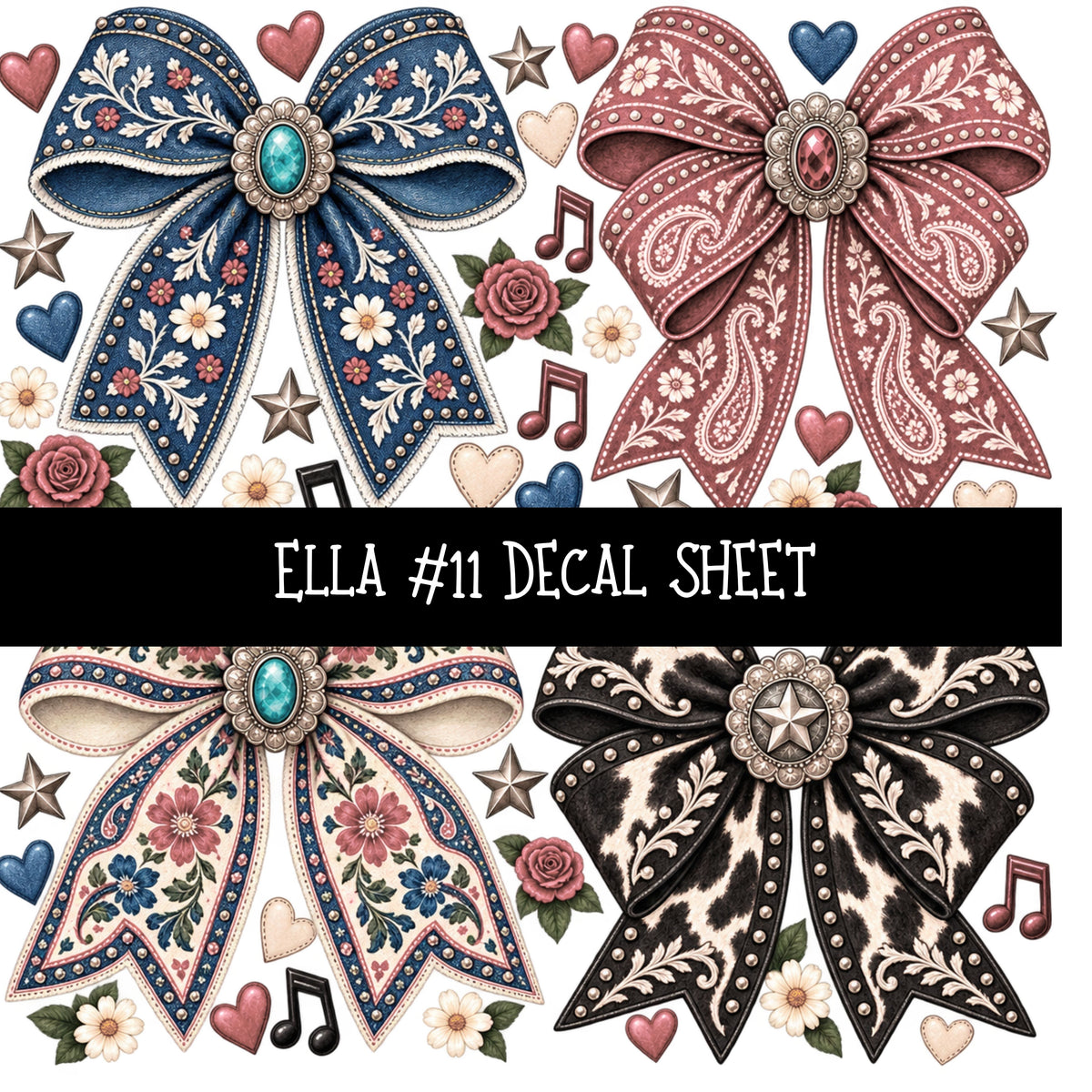 Ella UV DTF Decal sheets 12 Designs available