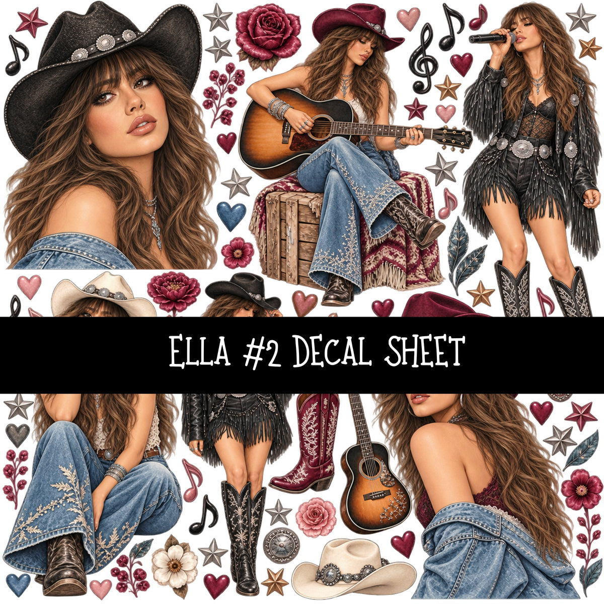 Ella UV DTF Decal sheets 12 Designs available